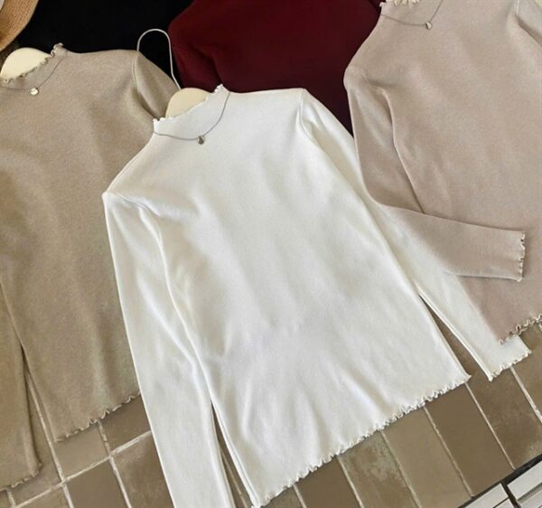 Áo len tay dài cổ xoăn + kèm dây chuyền 3979 - Hình ảnh 2