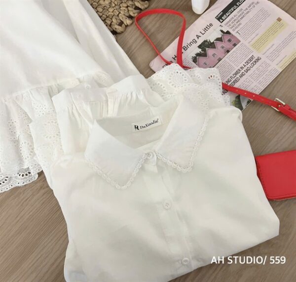 Áo sơ mi cổ sen bèo 559 - Hình ảnh 5